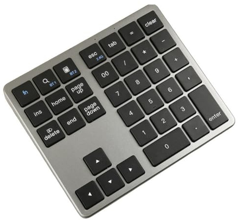 Xbsduih Teclado numérico Bluetooth 2.4 G teclado numérico inalámbrico ultrafino USB recargable para iOS Android Window Negro