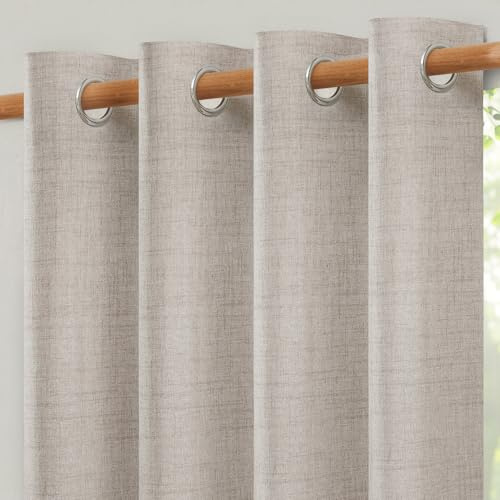 Softalker Rideau 140x240cm Naturel Voilage en Lin Passer Lumière Rideaux Voilages Fenetre Intérieurs à Oeillets Rideau Voile Semi-Transparent Élégant pour Salon Cuisine Chambre Salle à Manger,Lot de 2