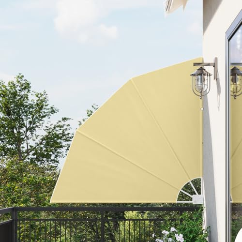 Gecheer Balkon Sichtschutz Sandfarbe 140 x 140 cm Stoff Balkonfächer Sichtschutz Trennwand Sonnenschutz für Balkon Café Terrassenbereich