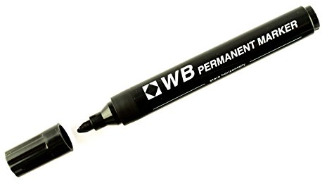 SMCO 1 x Black Bullet Tip WB PERMANENT MARKER Pen Waterproof