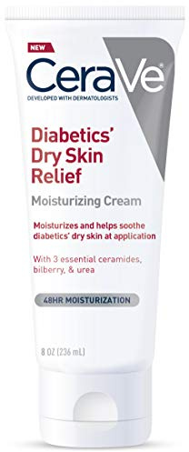 CeraVe Moisturizing Cream for Diabetics’ Dry Skin, Urea Cream with Bilberry for Face and Body, Fragrance Free & Paraben Free, 8 Ounce