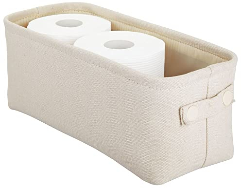 mDesign Aufbewahrungskorb mit Innenbeschichtung und Strukturdesign – ideal zur Kosmetikaufbewahrung – praktischer Badezimmer Organizer aus Baumwolle mit Henkeln – Creme