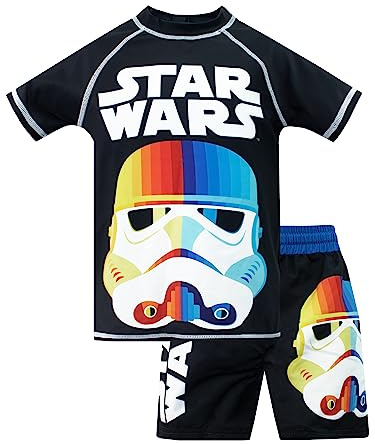 Star Wars Boys Swimming Costume | 2 Piece Stormtrooper Swimsuit for Boys | Rash Guard and Swim Shorts | Official Merchandise