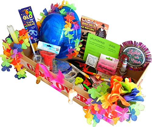 Festefestefeiern JGA Bauchladen mit Füllung Inhalt 60 Teile Junggesellenabschied Bauchladenfüllung BL 6