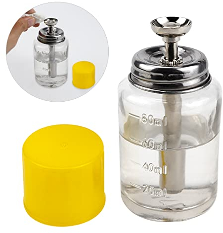 FERCAISH 110 ml 1 Touch Klarglasflasche, professionelle Klarglas-Pumpspenderflasche mit Klappverschluss und Messskala, für Nagellackentferner, Alkohol oder andere Flüssigkeiten (B)