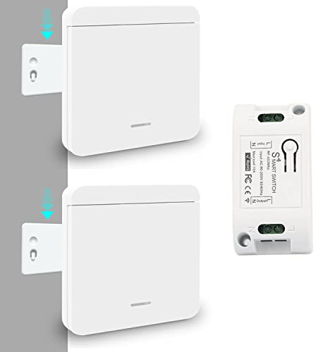 Tedeligo Funk Lichtschalter, 433 MHz Funkschalter Set Beweglicher Funkschalter Funk Ein Aus Lichter bis 100 m Reichweite einfache Montage 2200 W Relais-Empfänger