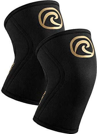Rehband 5mm Knee Sleeves for Functional Training, Cross-Training & Powerlifting, Weightlifting Knee Support made of Neoprene, Unisex, Colour:Gold/Black - 1 Pair, Size:Medium