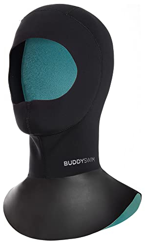 Buddyswim Neoprenhaube, Freiwasser-Schwimmkappe Haube Trilaminat Wärme 2.5mm, Schwarz M