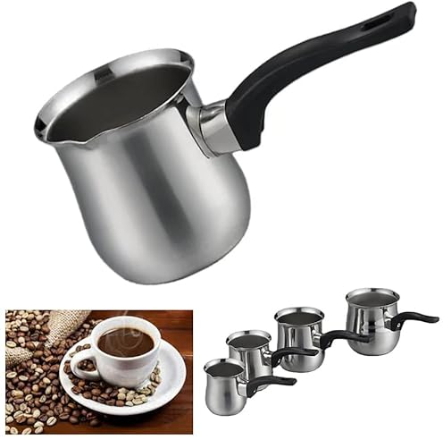 170ml Long Handled Turkish Coffee Pot, Milk Pan -Continental Percolator Pot Jug, Camping, Caravan, Brewing Rich Coffee (170ml Turkish Coffee Pot)