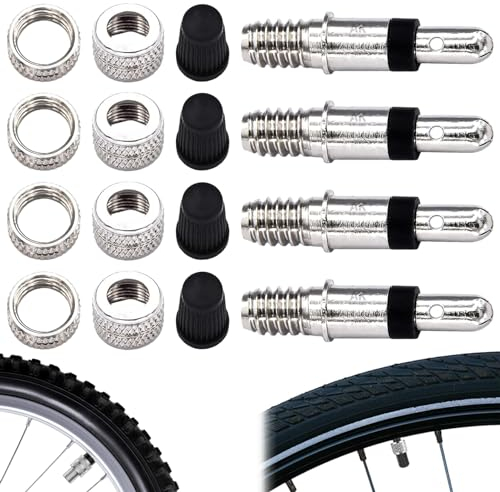 Fahrradventil Ersatz Set, 16 Stück Fahrradventil Blitzventil Ersatz-Set mit Dichtung Ventilkappen Zubehör Ersatzteile Deutscher Fahrradventil Für Citybike Trekking-Bike