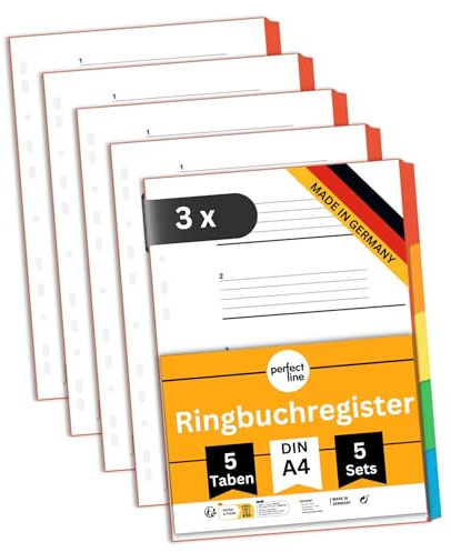 perfect line mappregister DIN-A4, 12 delar, set om 15, kartong, tillverkad i Tyskland