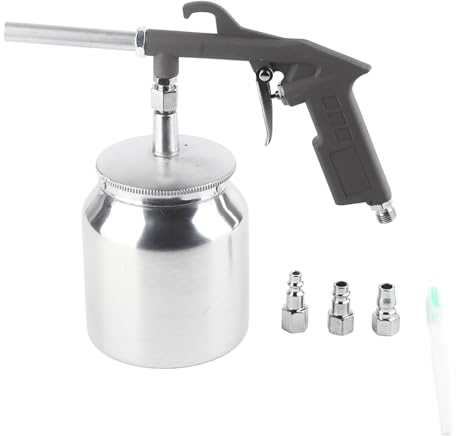 Sand Blaster Air Gun Kit Sand Blasting Kit Air Sand Blaster Sandblasting Spray Gun with 750CC Aluminium Pot Fine Spraying, for Glass Sanding, Coating, and More
