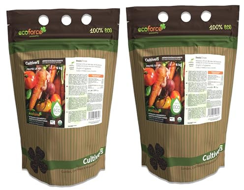 CULTIVERS Abono Huerto Ecológico 2x5 Kg Fertilizante de Origen 100% Orgánico y Natural Microgránulado. Mejora la Productividad de los Cultivos Liberación Lenta