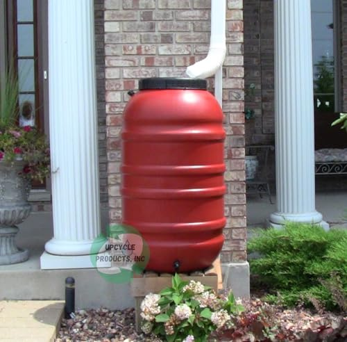Rain Barrel, 55 Gallon, Terra-Cotta, Plastic, UpCycle, Rain Water Harvesting
