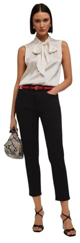 Motivi: Pantaloni Carrot Rianne in Cotone Nero. 42 Stagione Primavera Estate 2025.