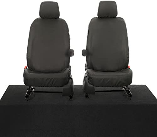 UK Custom Covers SC810BAD5 Tailored Heavy Duty Waterproof Front Seat Covers (WITH Armrests) Black - To Fit VW Caddy Cargo 2021 Onwards
