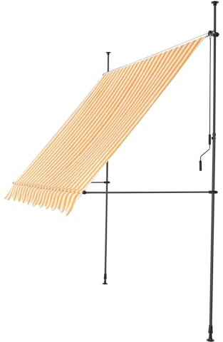 Helloshop26 Store banne telescópica Acero Poliéster 300 x 120 x 200-300 cm Amarillo Blanco 03_0008334