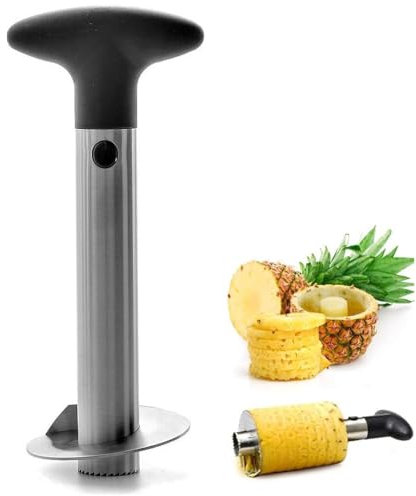 Taglia Ananas in Acciaio Inox con Manico Rimovibile | Sbuccia Ananas Affettatrice per Rimuovere il Torsolo