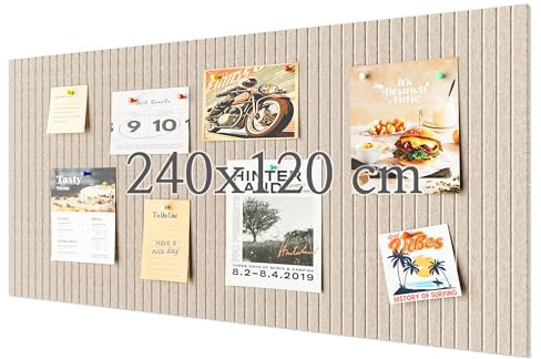 Rokeblau 240 x 120 cm Large Bulletin Board, Decorative Felt Pin Board, 0.9cm Thick Foldable Photo Display Board with Self-Adhesive Tape, Vision Board for School Home Kitchen Office Walls - Camel