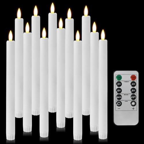 kisidus Velas LED con mando a distancia, velas de mesa sin llama con función de temporizador, 12 unidades para Navidad, decoración del hogar, color blanco