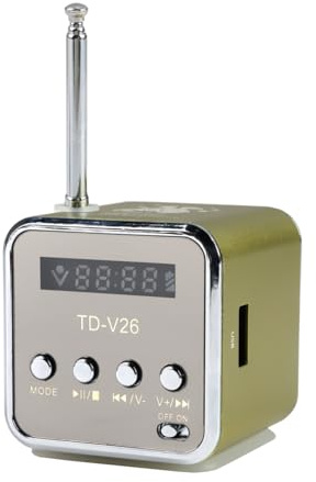 Mini Radio Small Radio Td V26 Digital Radio Mains And Battery Portable Retro Mini Speaker Music Stereo Mp3 Mp4 Player Portable Fm Pc Fashion Support Tf Card And U Disk Usb Player (Green)