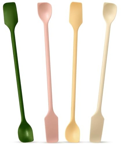 Silicone Spatula, 26cm x 2.8cm, Mini Spatula Set of 4, Small Kitchen Scraper for Jam Butter Cream, Baking Cooking and Mixing, Yellow Green Pink White