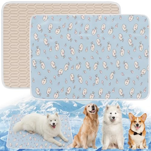 Ninonly Tapis Rafraîchissant pour Chien Tapis en Latex Tapis Rafraichissant sans Eau ni Piles Antidérapant Portable pour Chiens,Chats, Canapés,Maison,Voyages et Voiture Motif Poisson Bleu 50x70cm