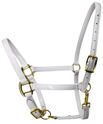 Sharplace Throat Snap Halter Padded Lightweight Adjustable Horse Rope Training Halter for Farm Racecourse Pasture Contest, White M