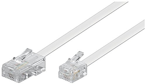 Goobay 93060 Telefonkabel RJ4-Stecker auf RJ11/RJ14-Stecker, Flachkabel, Netzwerk, Telefon, Modem, Router, Internet, ISDN, DSL, VDSL, 15 Meter