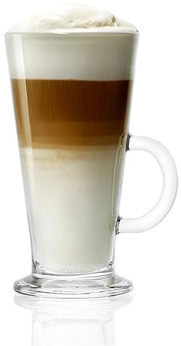 Stölzle Lausitz Kaffee Gläser 6er Set/Teegläser Set/Glühwein Glas 265 ml/hochwertiges Kaffeeglas/Latte Macchiato Glas und Eiskaffee Glas mit Henkel