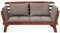 Beliani Gartenbank Holz Dunkelbraun verstellbare Armlehnen Auflagen beige/Taupe Portici