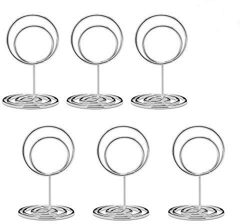 Jofefe 20pcs Mini Place Card Holders, Cute Table Number Holders, Classy Table Card Holder Table Picture Stands, Elegant Wire Photo Holder Menu Memo Clips, Idea for Wedding, Anniversary Party（Silver