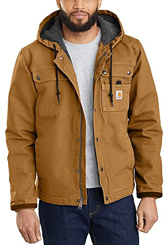 Carhartt Veste de Travail en Toile Lourde Délavée avec Doublure Sherpa Coupe Décontractée Homme, Marron (Carhartt Brown), S