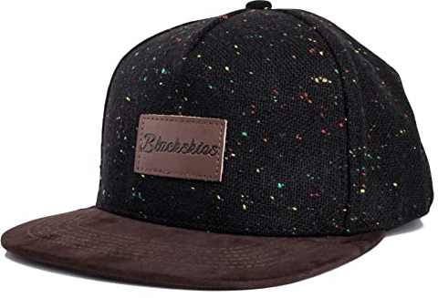 Blackskies® Obsidian Gorra Snapback Gorra De Béisbol Unisex De Lana Negro Jaspeado-Marrón con Visera De Ante Sintético Basecap Streetwear Verano Exterior Ocio