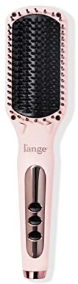 L'ANGE HAIR Le Vite Straightening Brush | Heated Hair Tool for Smoother, Frizz-Controlled Look | Dual-Voltage Hot Brush Straightener for Effortless Styling & Shine | Ceramic Standard Size (Blush)