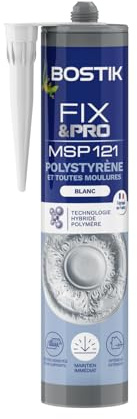 Bostik FIXPRO - Polystyren lim och alla lister MSP 121 - inomhus/utomhus - alla fästen - hybridpolymerkitt - färg: Vit - 1 patron 290 ml