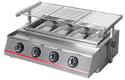 Barbacoa de 4 quemadores de acero inoxidable para barbacoa, sin humo, gas LPG, 2800 Pa, camping, picnic, jardín, terraza al aire libre