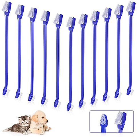 100 Pieces Dog Toothbrush Kit Set Double-Headed Toothbrush Long Handle Tooth Brush Soft Bristle Pet Tooth Brush for Small Medium Large Pet Cat Teeth Cleaning Set