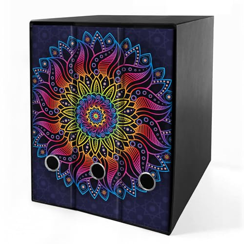 Set 3 raccoglitori ad anelli - MANDALA ARCOBALENO (H31 cm con 4 anelli) Multicolore