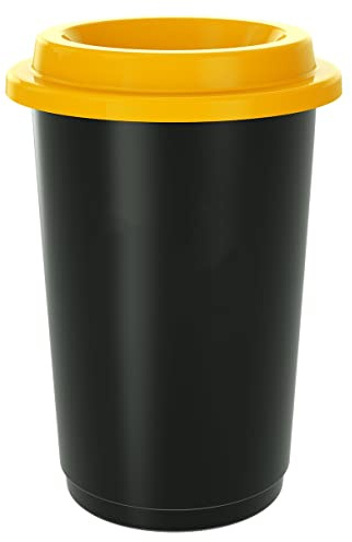 HRB Maxitonne 50l, Tonne aus Hartplastik, Mülleimer Küche, Futtertonne (Gelb)