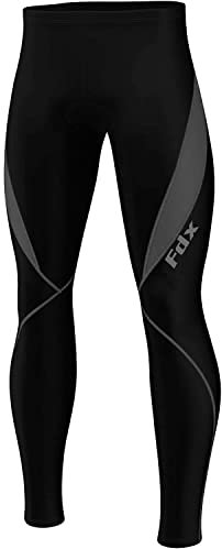 FDX Men’s Thermal Cycling Tights, 3D Padded, Water Resistant, Lightweight, Super Roubaix Fabric, Winter Cycle Trousers, Bike Riding Pants, Highly Elasticated Bicycle Leggings (Black/Grey, Medium)