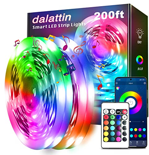 dalattin Led Strip Lights 200ft (2 Rolls of 100ft), Led Lights for Bedroom with App & Remote Control, 24V Led Lights Strip for Room & Festival Decoration