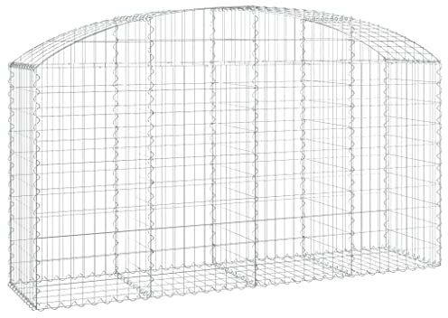 vidaXL Arched Gabion Basket Cage Mesh Wire Stone Basket Outdoor Spiral Retaining Wall Planter Garden 200x50x100/120 cm Galvanised Iron