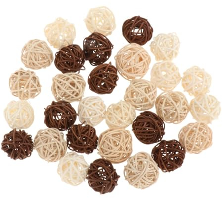 MagiDeal 30 Stück dekorative Rattan-Kugeln, Heimdekoration, 3 Farben, Herzstück, Schalen, Kugeln, Vasenfüller für Weihnachtsbaum, Halloween,