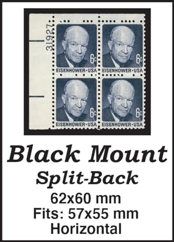 Mystic Stamp Company 62x60mm Black Split-Back Mounts (Pack of 25)