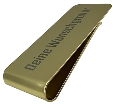 EMACES® Geldklammer aus Edelstahl im Gold-Design, mit Wunschgravur - perfekt als personalisiertes Geschenk für Männer und Frauen - Geeignet als Kartenhalter Dokumentenhalter Geld-Clip Metall