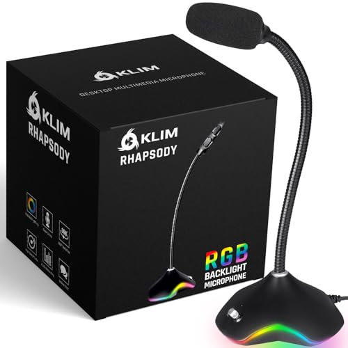 KLIM Rhapsody RGB Mikrofon: PC + USB, Beste Klangqualität, Sprachaufnahmen, Spracherkennung, Streaming, YouTube, Podcast, Gaming, Kompatibel mit Windows Mac PS4 PS5