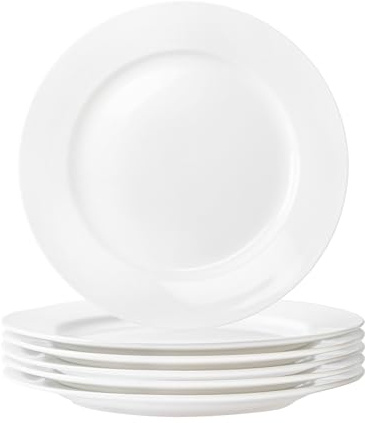YALONG White Salad Plates Set of 4, 8 Inch Ceramic Plates (20 cm) – White Porcelain Appetizer & Dessert Plates for Kitchen, Salad, Snack & Everyday Use, Microwave & Dishwasher Safe