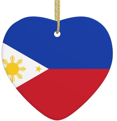 Philippinische Flagge Weihnachtsbaum Herz Anhänger Weihnachten Keramik Anhänger Weihnachten Dekoration Anhänger Urlaub Party