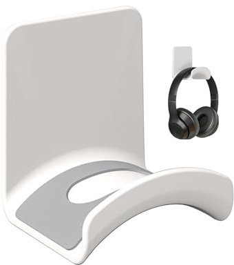 Headset Halterung,Stirnband Kopfhörer Ständer,Wandhalterung Kopfhörer Halterung,Wand Headphones Stand,Seccotin Hook Aufhängung Universal,Pc Schreibtisch Game Zubehör,Deko Aufhängung Huthalter,Weiß